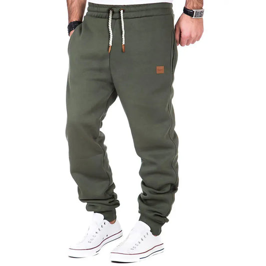 Men's solid color sweatpants with drawstring waist