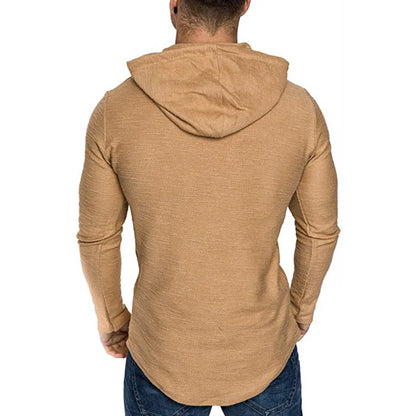 High-quality men's hoodies in solid colors, textured, soft, and breathable.