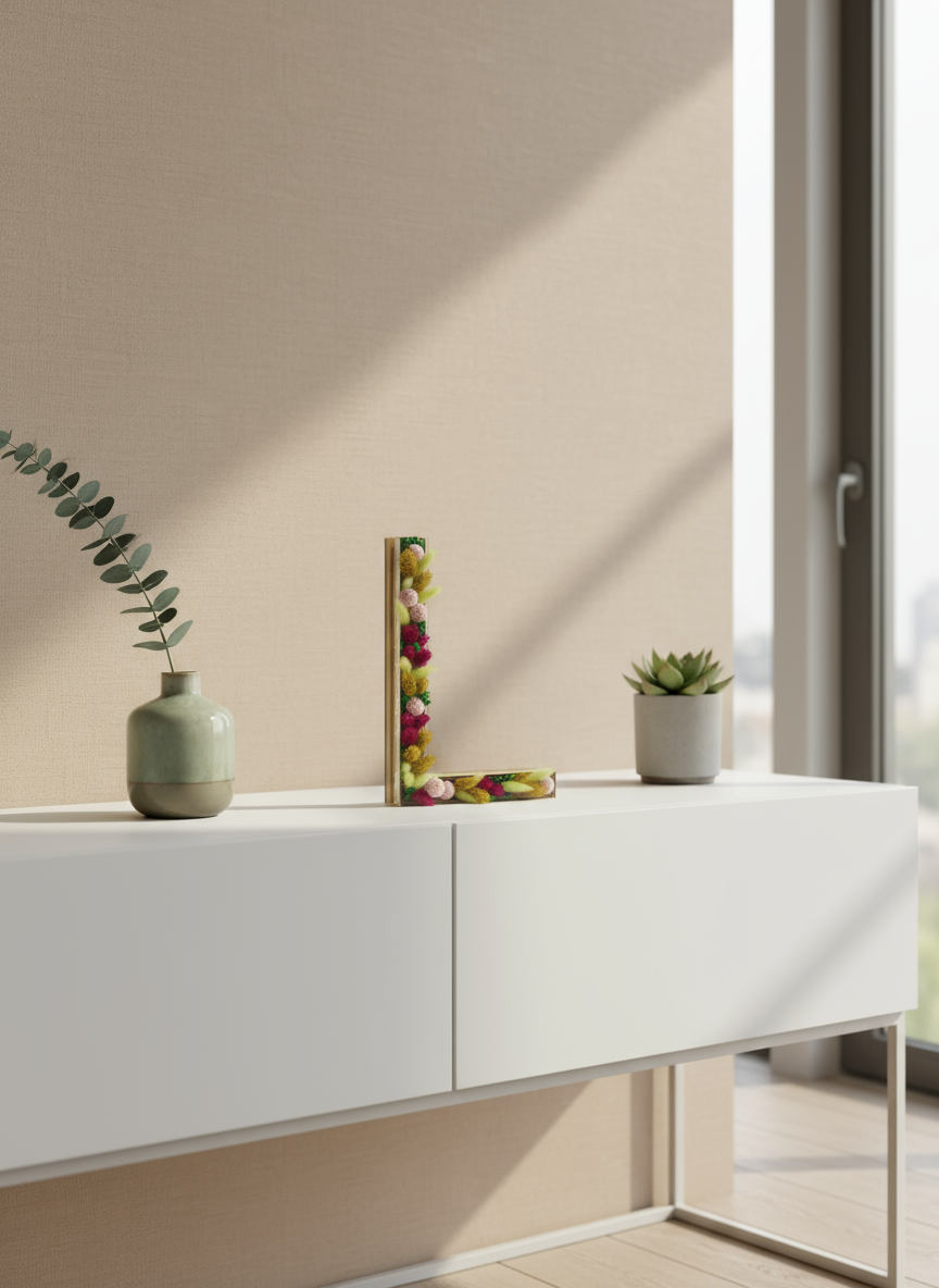 Letra decorada L: diseño floral lleno de color y elegancia artesanal