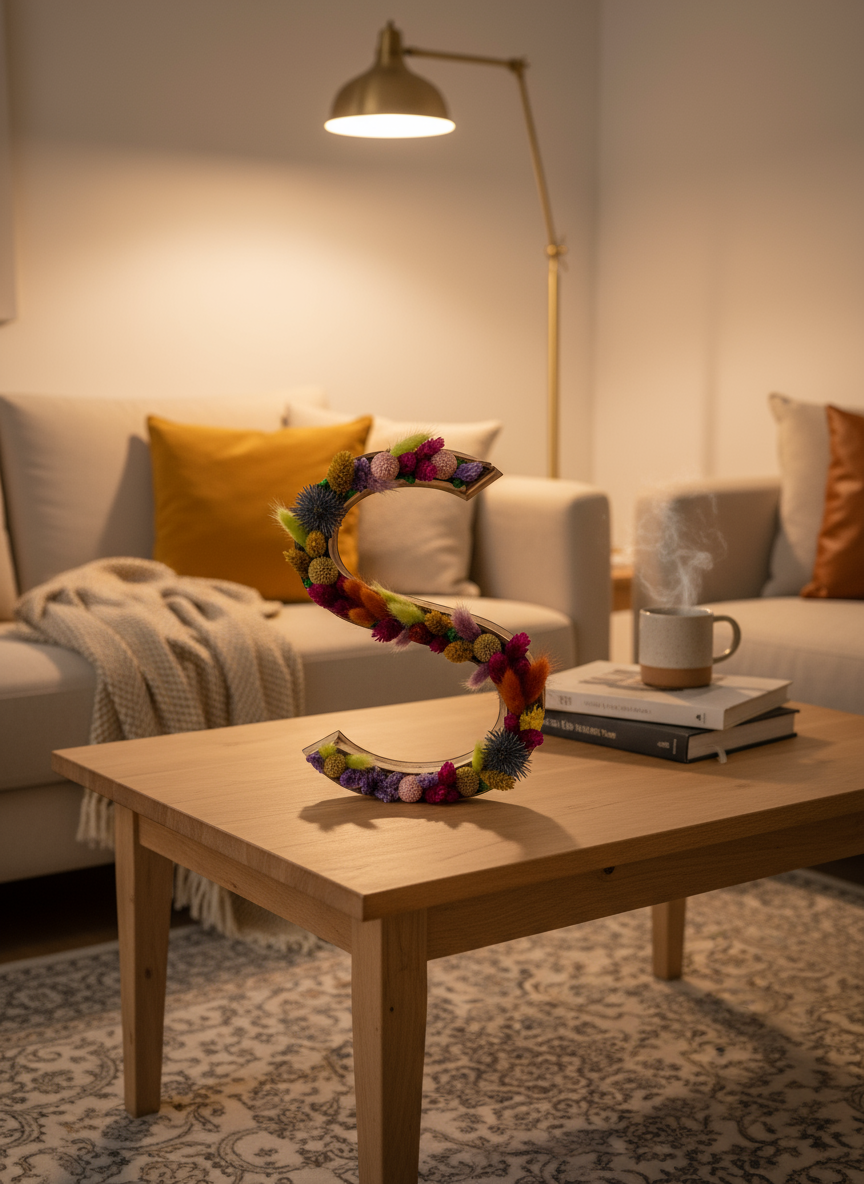 Letra decorada S: color, vida y estilo en una pieza artesanal