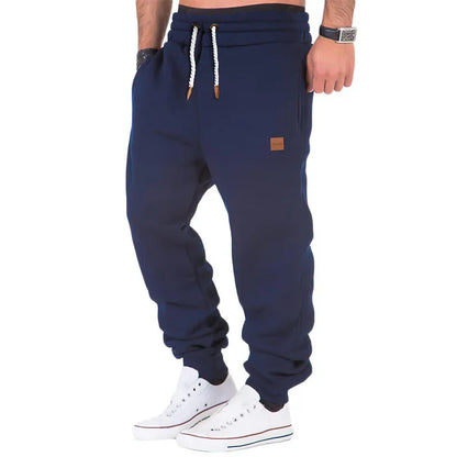 Men's solid color sweatpants with drawstring waist