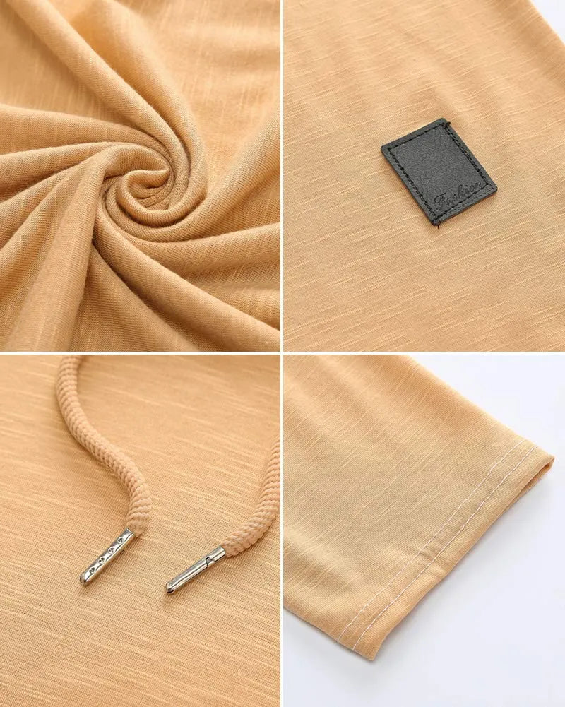 High-quality men's hoodies in solid colors, textured, soft, and breathable.